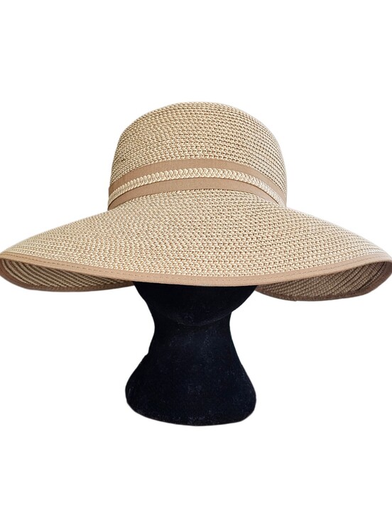 Boho Tan Straw Summer Ribbon Big Bill Garden Beach Hat main image 5